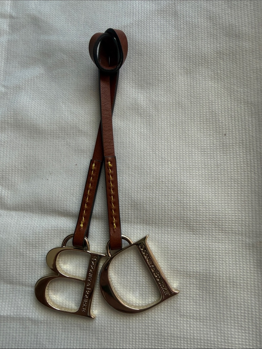 Dooney & Bourke Brown Leather Double Initial Charm - DB Gold Accents - Picture 2 of 4